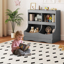 Toy Storage Organizer 4-Cubby Kids Bookcase for Toys and Books