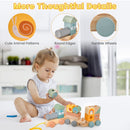 Wooden Toy Train Set with Stacking Wooden Blocks and Cute Animal Patterns