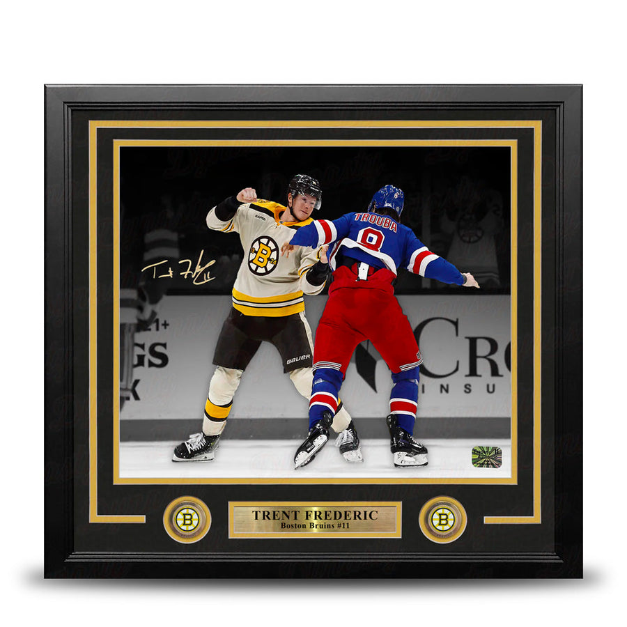 Trent Frederic Fighting Action Boston Bruins Autographed 16