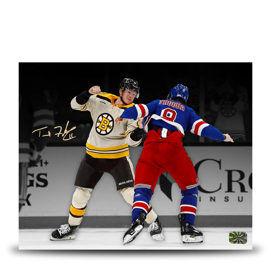 Trent Frederic Fighting Action Boston Bruins Autographed 16
