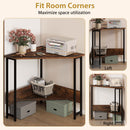 Triangle Corner Desk with Charging Station - Rustic Brown