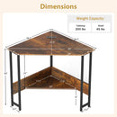 Triangle Corner Desk with Charging Station - Rustic Brown