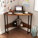 Triangle Corner Desk with Charging Station - Rustic Brown