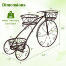 Tricycle Plant Stand Flower Pot Cart Holder with 3 Hollowed Baskets