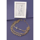 Triple Multi Bracelets with Large Cross Charm Pendant | Gold Tone Fashion Jewelry