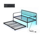 Twin Daybed with Charging Station and LED Lights-Black