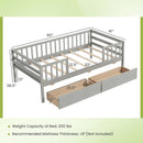 Twin Daybed with Fence and 2 Drawers Kids Bed for Boys & Girls