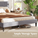 Twin/Full/Queen Size Bed Frame Modern Platform Bed with Linen Fabric Upholstered Headboard