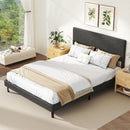 Twin/Full/Queen Size Velvet Bed Frame Upholstered Platform Bed with Chevron Headboard Gray