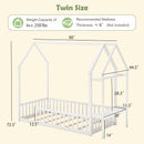 Twin House Floor Bed Montessori Bed Frame with Storage Shelf-White
