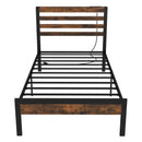 Full/Queen Size Bed Frame with Charging Station and Storage Headboard