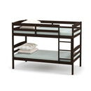 Solid Wood Twin Over Twin Bunk Bed Frame with High Guardrails and Integrated Ladder