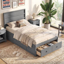 Twin Size Bed Frame with Storage Drawers and Headboard