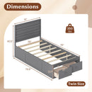 Twin Size Bed Frame with Storage Drawers and Headboard