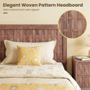 Twin Size Bed Frame Mid Century with Woven Accent Headboard