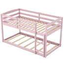 Twin Size Bunk Bed with High Guardrails and Integrated Ladder-Pink