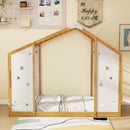 Twin Size Climbing Bed 2-in-1 Montessori Floor Bed with Monkey Bars-Natural and White