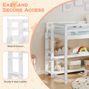 Twin Size Loft Bed with Storage Shelves Full-length Guardrails and Ladder-White