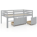Twin Size Low Loft Bed with 3 Drawers with Ladder and Full-length Guardrails