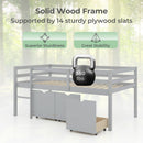 Twin Size Low Loft Bed with 3 Drawers with Ladder and Full-length Guardrails