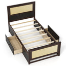 Twin Size Rattan Bed Frame with Storage Drawers