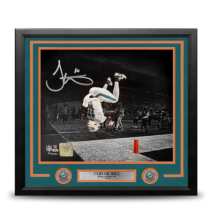 Tyreek Hill Backflip Action Miami Dolphins Autographed 16