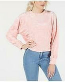Freshman Juniors Camo Burnout Velvet Crop Sweatshirt Top, Size Large