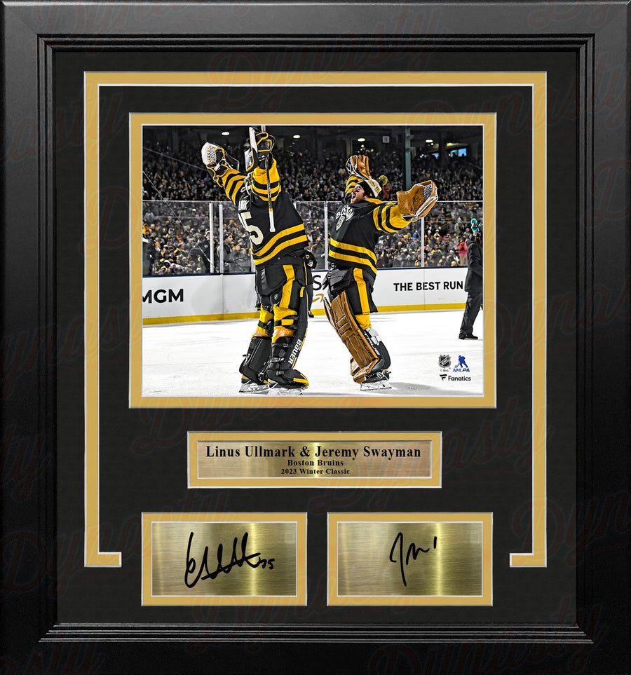 Linus Ullmark & Jeremy Swayman Winter Classic Boston Bruins 11x14 Framed Photo & Engraved Autographs