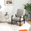 Upholstered Accent Chair with Rubber Wood Frame for Living Room-Beige