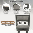 26" Counter Height Bar Chair with Wooden Frame Swivel Seat and Footrest for Pub Bar Restaurant