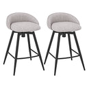 Upholstered Bar Stools Set of 2 with Footrest and Backrest