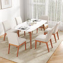 Upholstered Dining Chairs Set of 2 Kitchen Armless Side Chairs with Rubber Wood Legs-Beige
