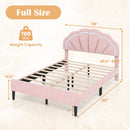 Upholstered LED Bed Frame with Adjustable Flower Headboard and Metal Support Feet Pink