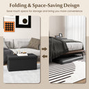 Upholstered Rectangle Footstool with PVC Leather Surface and Storage Function