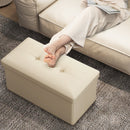 Upholstered Rectangle Footstool with PVC Leather Surface and Storage Function