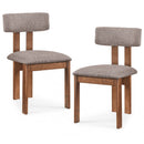 Upholstered Rubber Wood Dining Chairs Set of 2 with Curved Backrest