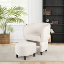 Upholstered Velvet Barrel Chair with Ottoman