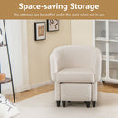 Upholstered Velvet Barrel Chair with Ottoman