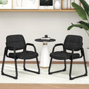 Set of 2 Waiting Room Chair Home Office PU Leather Guest Chairs-Black
