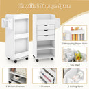 Utility Trolley with Open Shelves and 3 Drawers-White