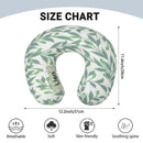 Personalized Botanical Leaf Travel Neck Pillow with Name | Memory Foam, Detachable Washable Cover | Custom Gift for Nature Lovers