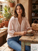 Joie Womens White Tie Gathered Striped 3/4 Sleeve V Neck Top, XS