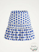 Alexis Womens Harley White Applique Polka Dot Fringe Mini Skirt, Size Small