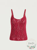 Free People Women’s Glisten Crochet Knit Cami Tank Top Love Potion Pink, Large