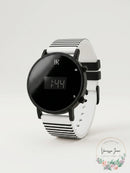 I.N.C. Womens White Striped Silicone Strap Watch 39mm