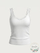 Aqua Knit Lace Trim Camisole Top, Size Large