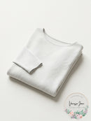 Jenni Rib-Knit Long Sleeve Sleep Crop Top Size -Off White- Medium