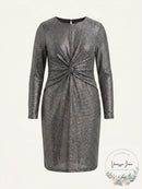 Michael Michael Kors Womens Plus Metallic Twist Waist Party Dress