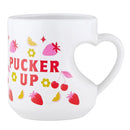 Valentine's Pucker Up Heart Shaped Handle Mug | Stoneware Tea Coffee Cup | 12oz