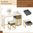 Vanity Desk with Rotatable Lighted Mirror 55 Inch Makeup Vanity Table-White